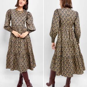 NWT HYACINTH HOUSE TUCKERNUCK Anja Floral  Midi Dress Cottage Prairie Sz M 🧡